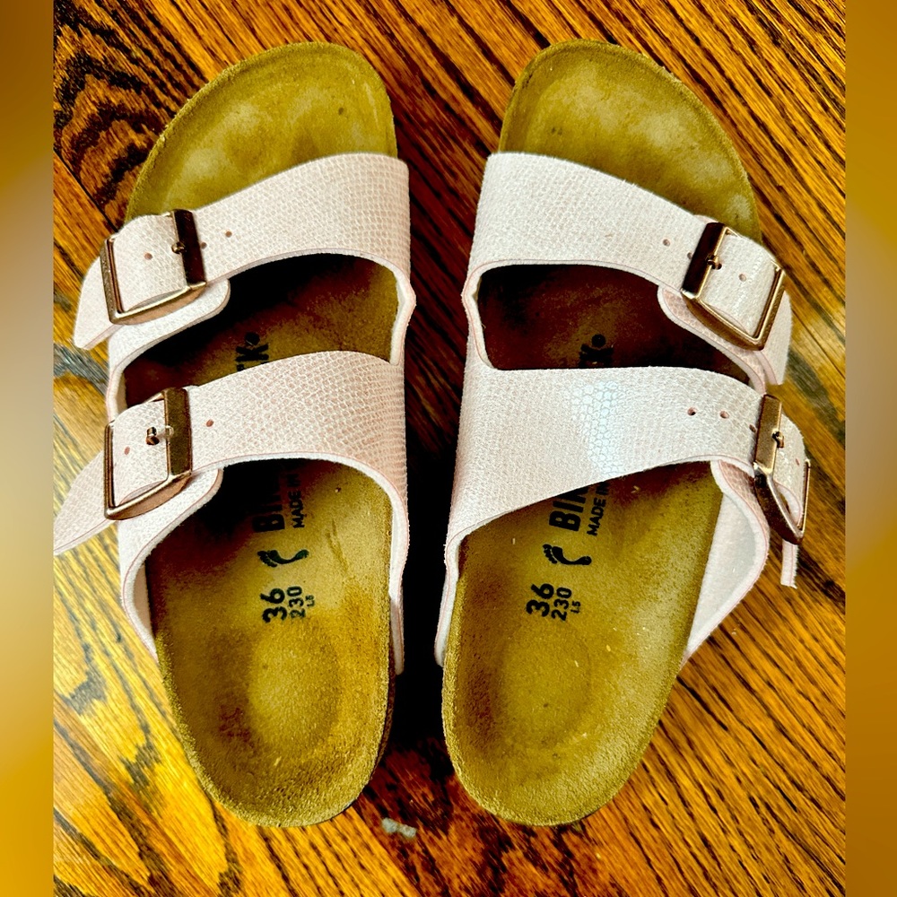Like new Pink snake skin slides